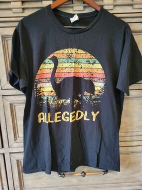 Port and Company Black 'Allegedly' Emu Sunset Graphic Tee